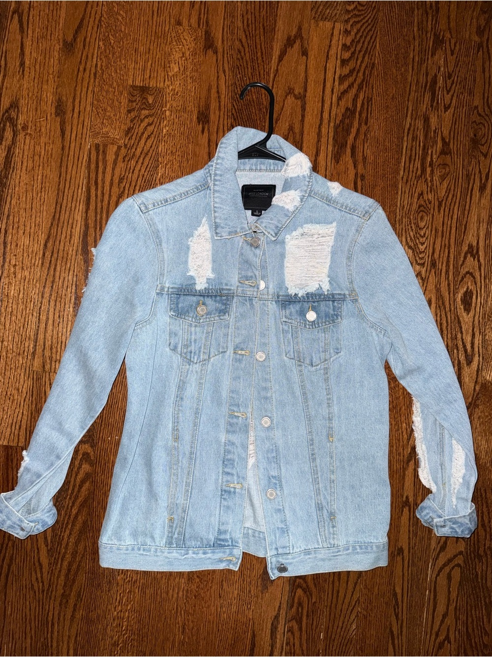 Distressed Light Blue Denim Jacket - Women's